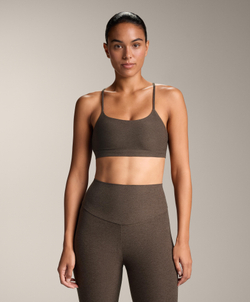 Oysho Спортивный бюстгальтер Comfortlux с перекрещивающимися бретелями и легкой поддержкой, коричневый меланж