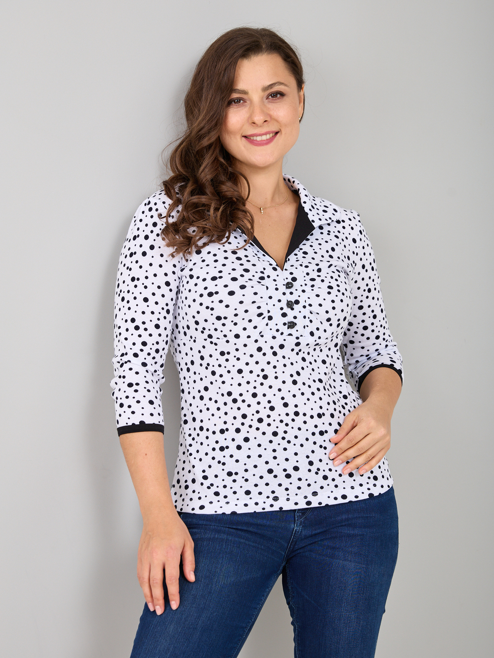 Блузка БЛ-015/белыйгорох