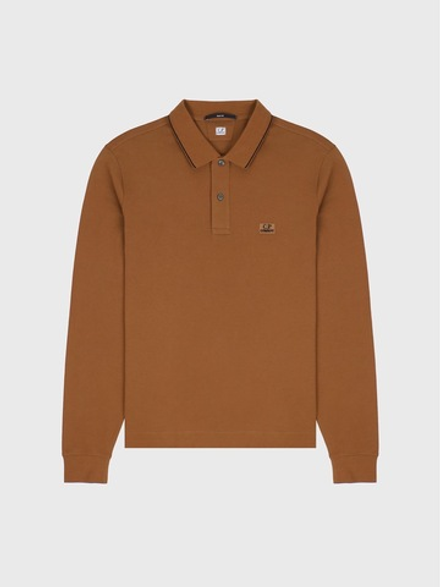 Поло с длинным рукавом C.P. Company Stretch Piquet Slim Line Brown