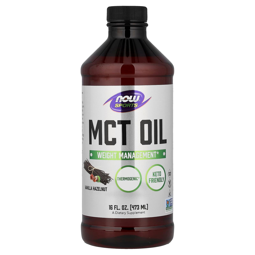 NOW Foods, Sports, масло MCT, ваниль и фундук, 473 мл (16 жидк. унций)