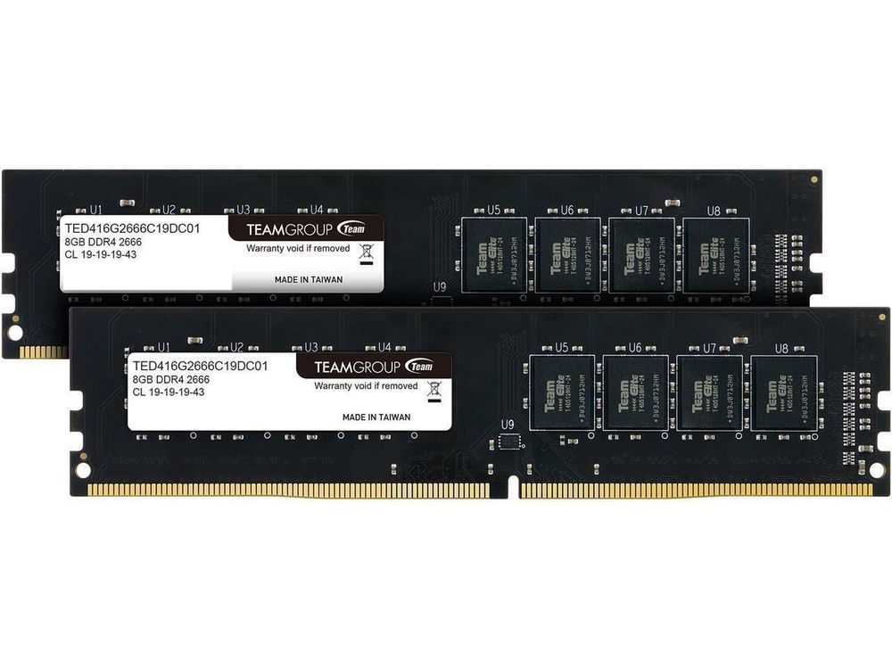 Оперативная память  16Gb Kit (2x8Gb) 2666MHz DDR4 Team Group ELITE PC4-21300 CL19 TED416G2666C19DC01