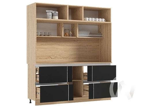 Центральная секция 2000 Кухня Карина МДФ (сонома/пластер блэк)