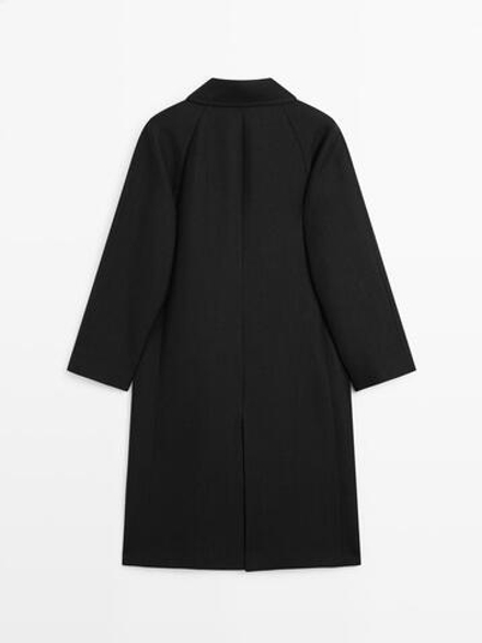 Massimo Dutti Длинное пальто из смесовой шерсти, черный