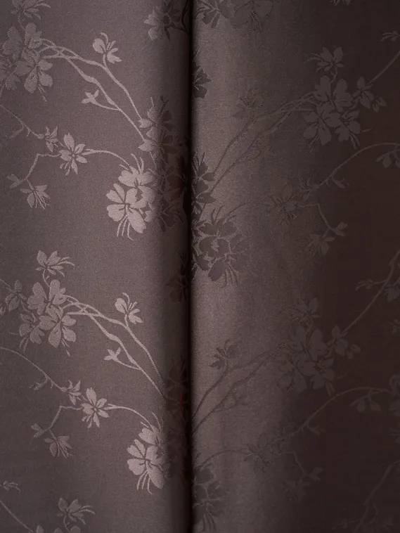 Ткань шелк Армани Жаккард, арт. 1870/2, дизайн "цветы на ветке", коричневый