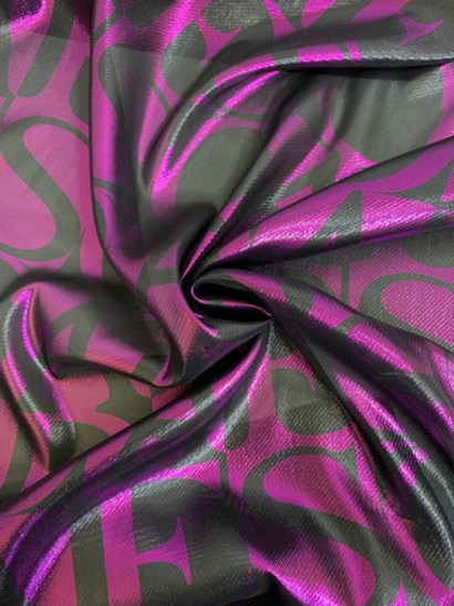 Плательная шелк, черный/фуксия, люрекс