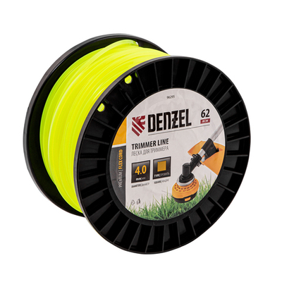 Леска для триммера квадрат, 4,0мм х 62м, на DIN катушке FLEX CORD Denzel