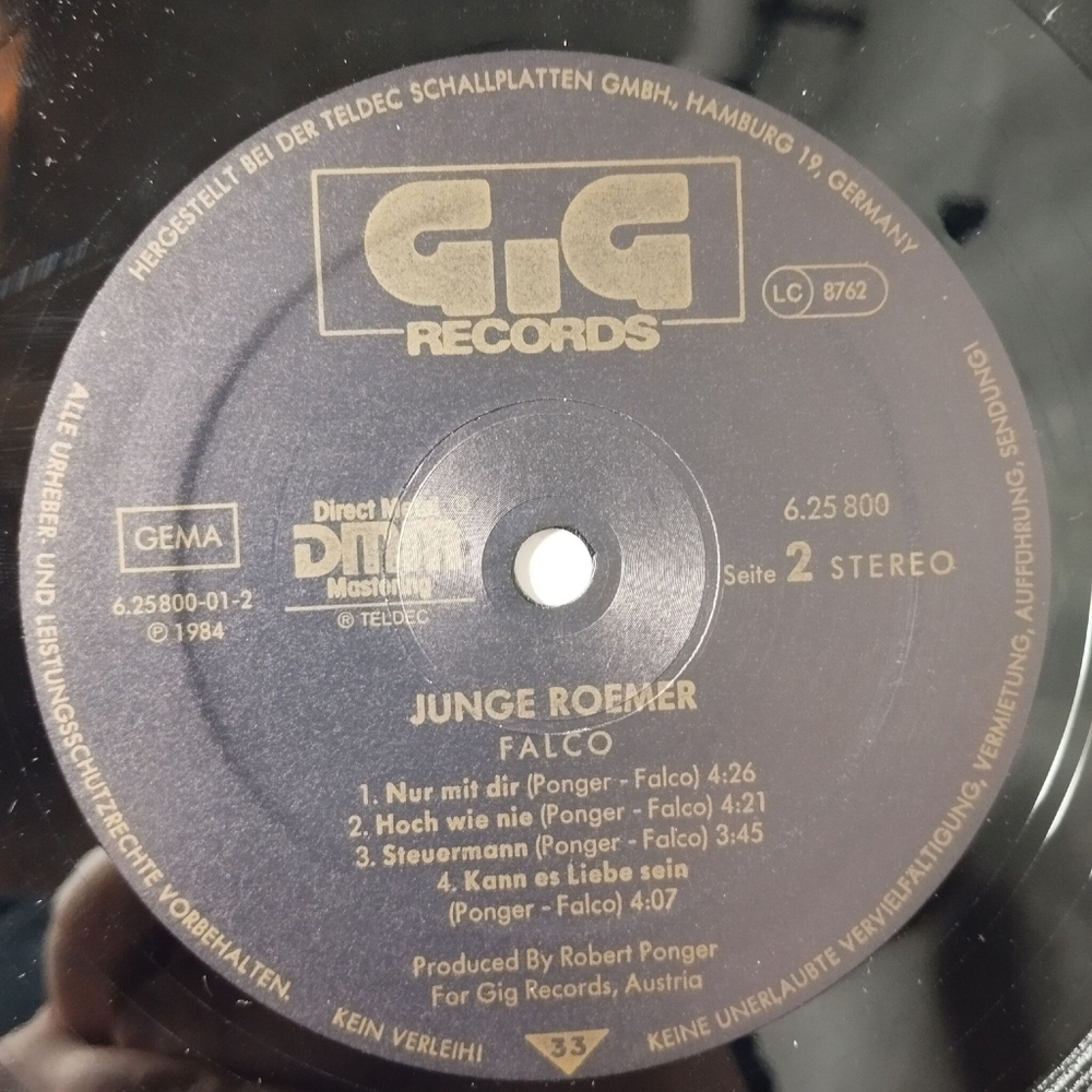 Винтажная виниловая пластинка LP Falco Junge Roemer (Germany 1984)