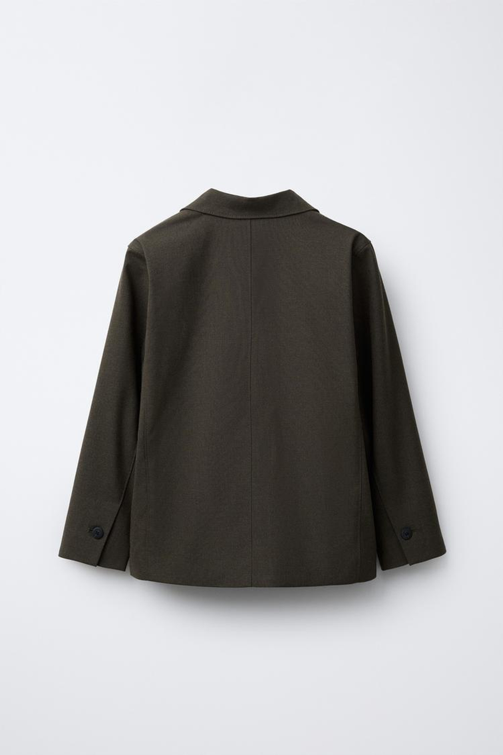 ZARA ФЛАНЕЛЕВЫЙ КОСТЮМНЫЙ БЛЕЙЗЕР, ТЕМНЫЙ ХАКИ