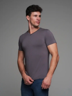 Футболка V-вырез однотонная облегающая