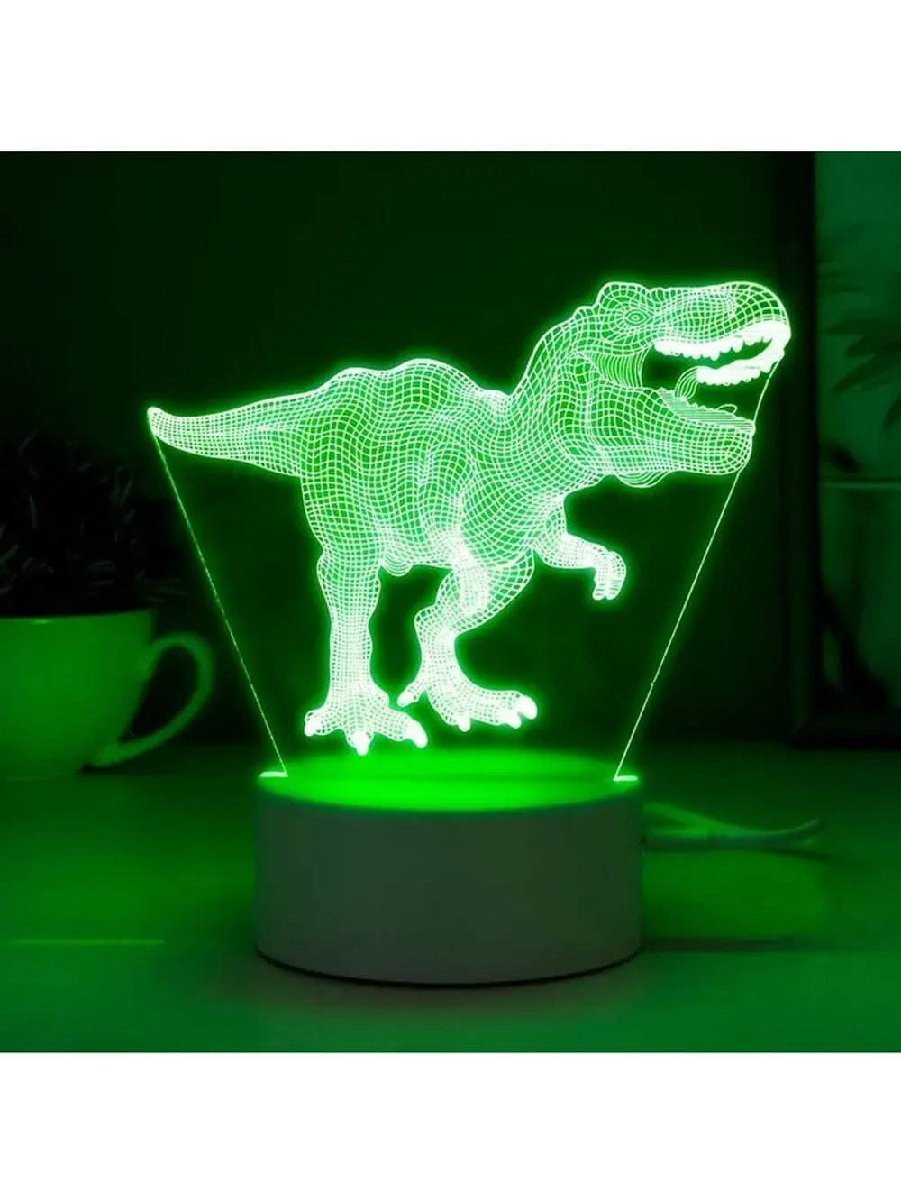 Светильник сенсорный «Тираннозавр» LED 7 USB/от батареек бел