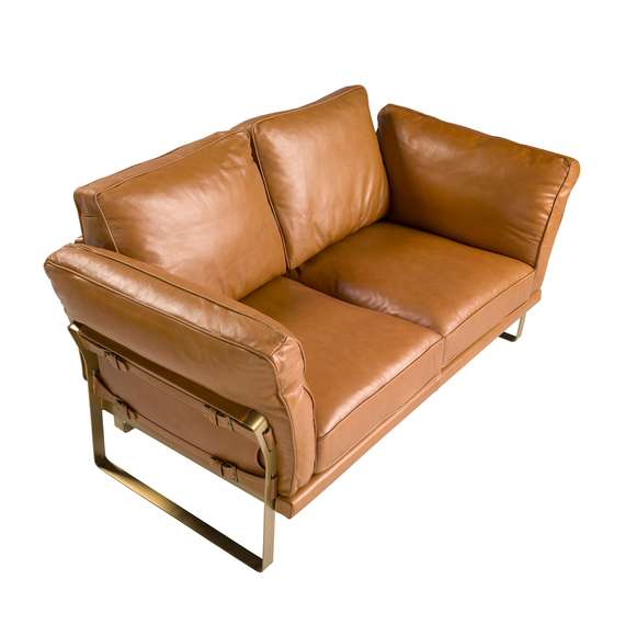 Двухместный диван Angel Cerda 6229 из кожи цвета Camel