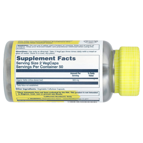 Solaray, крапива, 100 растительных капсул (450 мг в 1 капсуле)