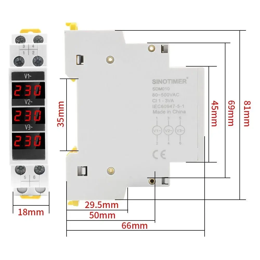 Цифровой трехфазный вольтметр SDM010