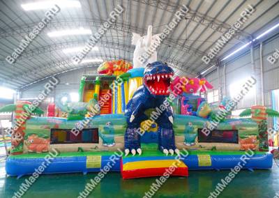 Коммерческий надувной батут «Хамелеон и динозавры» 12*6*6 м