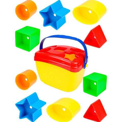 Логическая игрушка Сортер-ведерко красный,желтый,синий И-0800