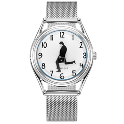 JOKER CAT Quartz Movement Steel Strap Watch Unisex Blue Dial