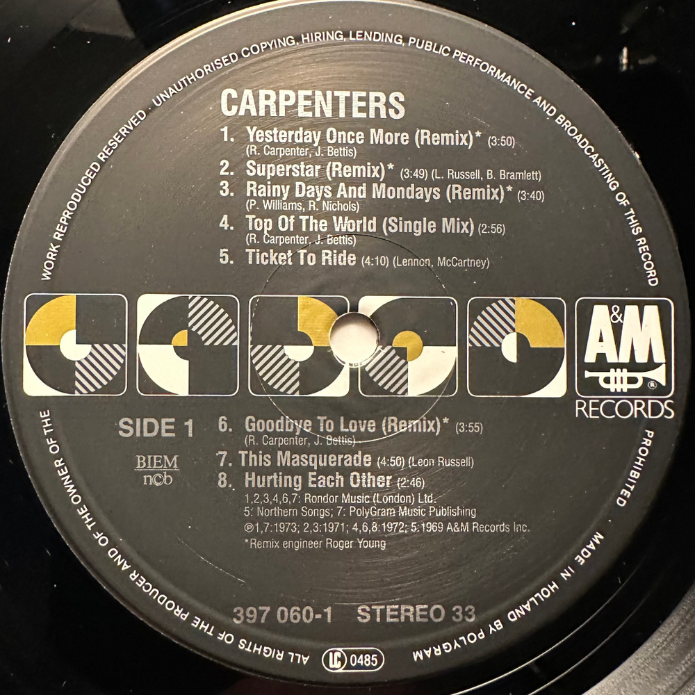 Carpenters- Only Yesterday (Голландия 1990г.)