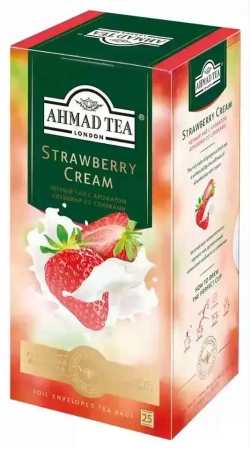 Чай в пакетиках чёрный Ahmad Tea Strawberry Cream, 25 шт