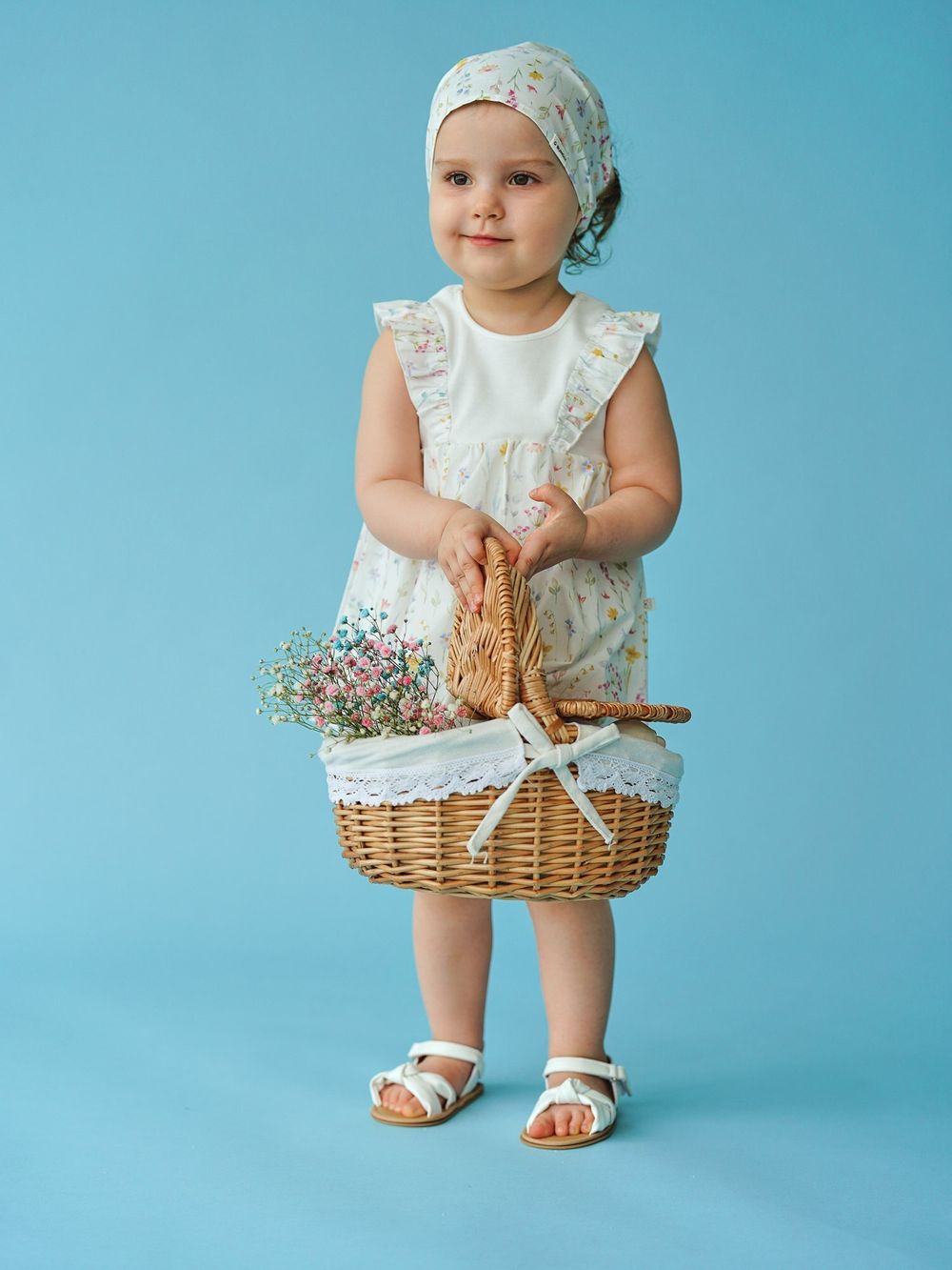 Платье-боди с крылышками "Акварельные цветы" 0+