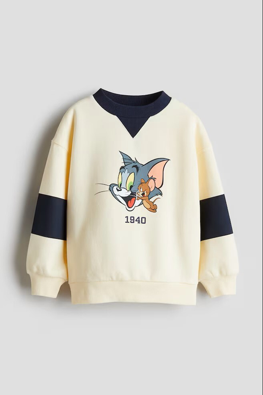 H&M Толстовка оверсайз с принтом, светло-желтый