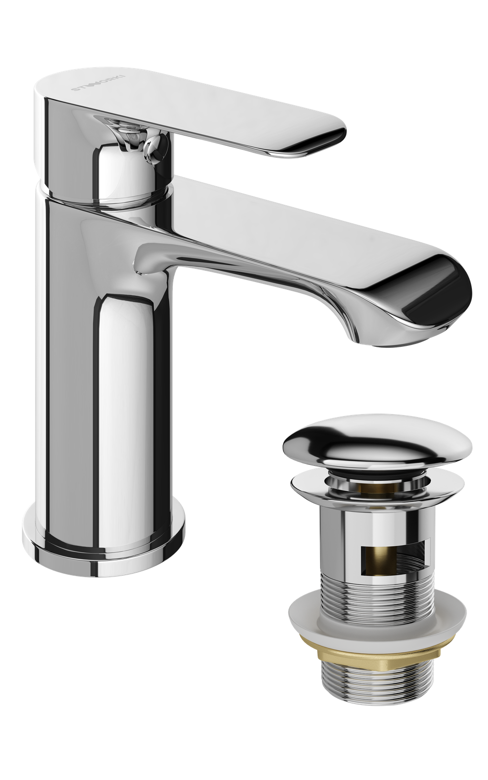 Смеситель для раковины STWORKI Копенгаген S42010CR + донный клапан SW-001CR хром