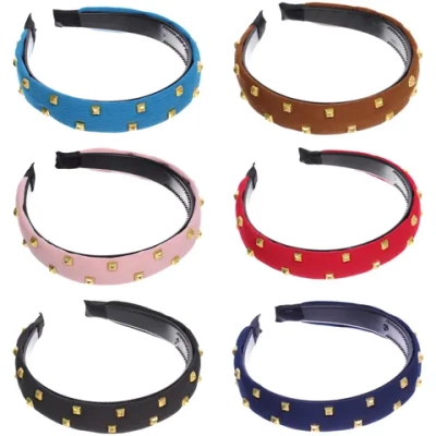 Ободок для волос «МАРЦИПАН», дайма, ширина 2,5см, микс 6 цветов ( в пакете с подвесом)