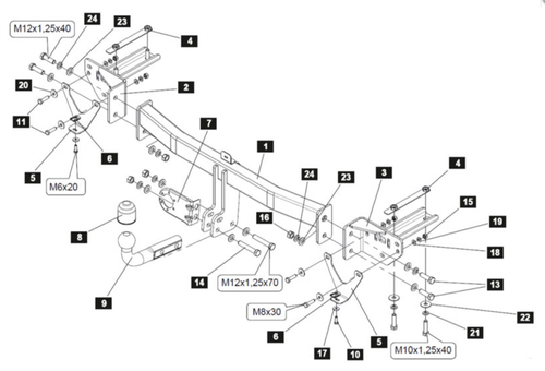 Фаркоп Sheriff для Chery Tiggo 8 2020 –  (паспорт и сертификат в комплекте)(без электрики)арт.4780.12
