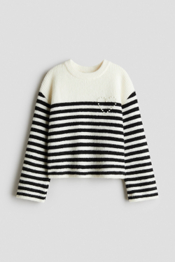 H&M Свитер с вышивкой, белый