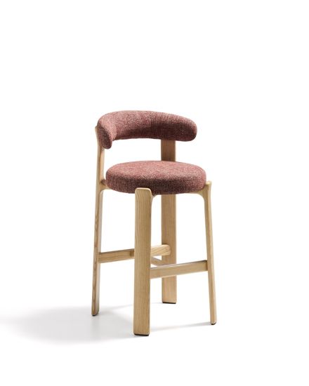 Барный стул Granite из терракотовой синели и ясеня с натуральной отделкой 75 см