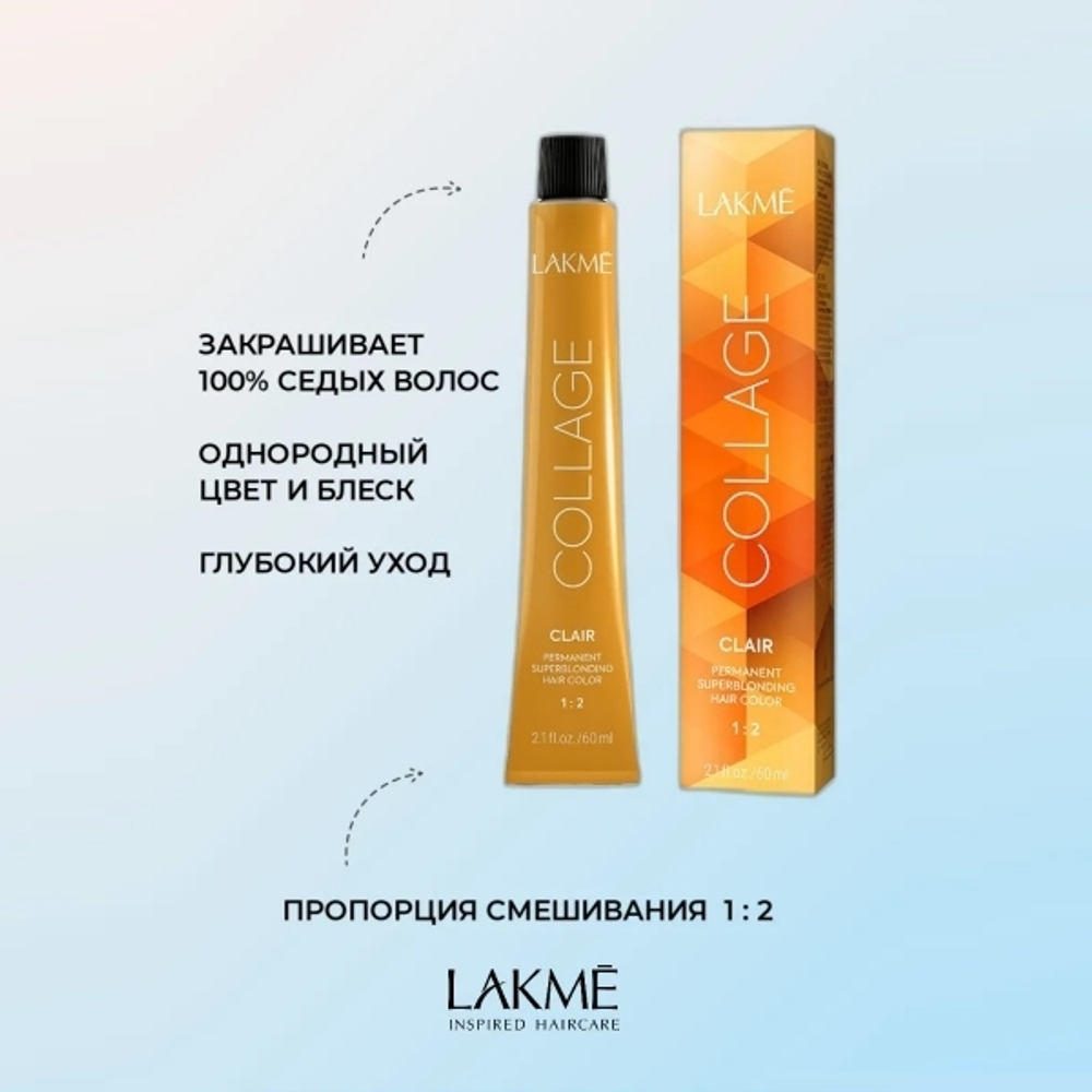Lakme Collage Крем-краска для волос, 12/10 светлый пепельный, 60 мл