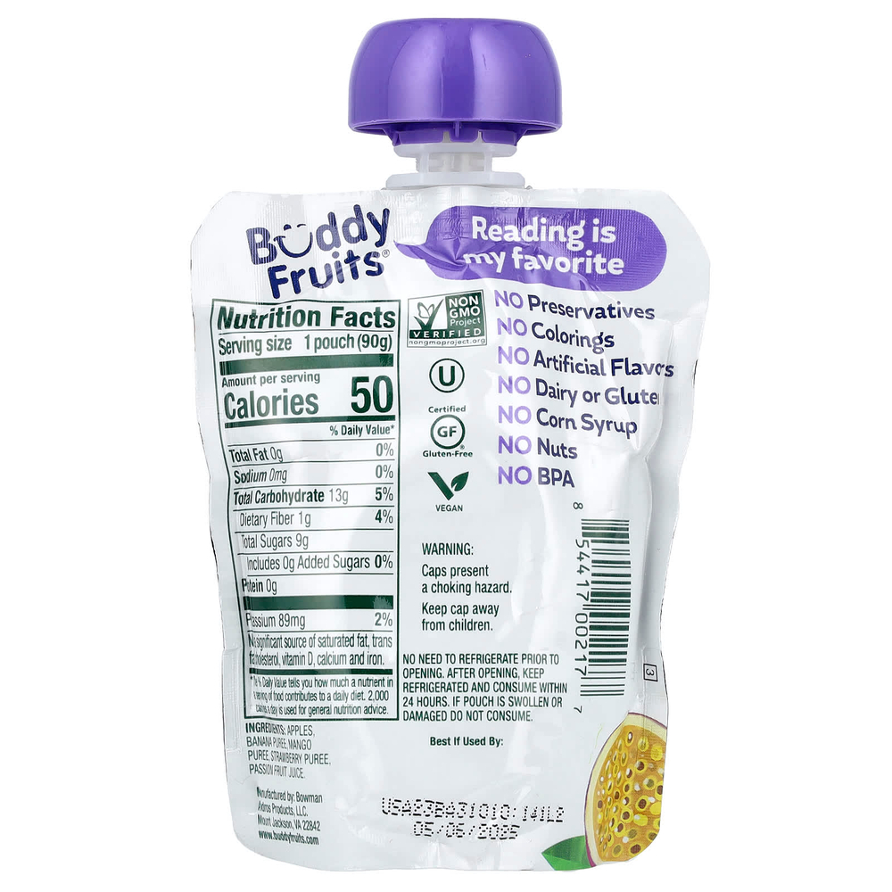 Buddy Fruits, фруктовая смесь, мультифрукты и яблоко, 90 г (3,2 унции)