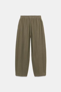 ZARA БРЮКИ ПРЯМОГО КРОЯ ИЗ МЯГКОЙ ТКАНИ, ХАКИ