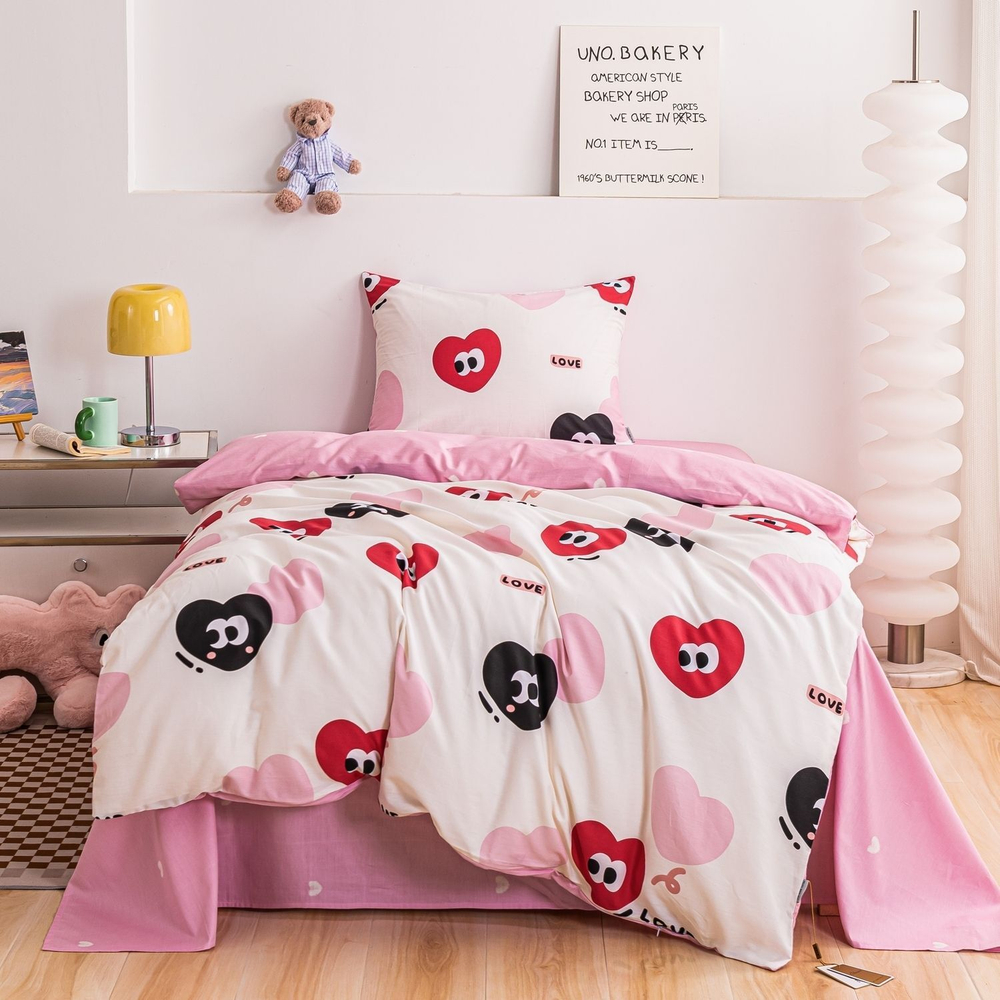 Комплект постельного белья на резинке Сатин Люкс KIDS 100% хлопок CDKR088 1.5-спальный наволочки 50x70