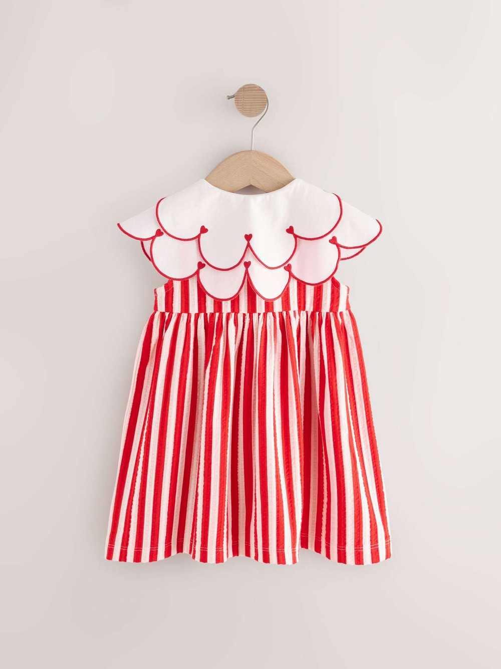 Сарафан с воротником для девочки Next E54-823, Красный, Белый