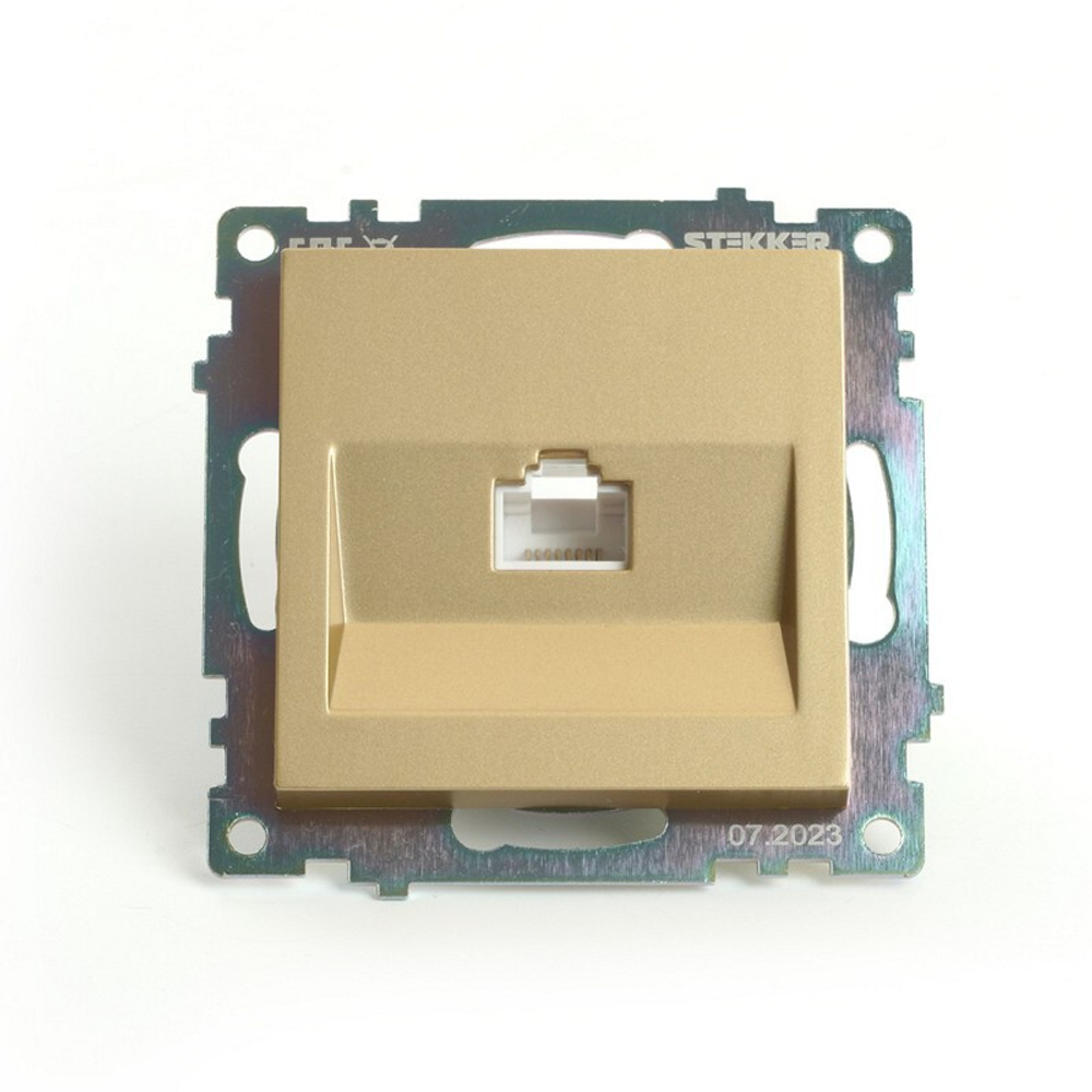 Розетка компьютерная 1-местная RJ-45  механизм . серия Катрин. золото. GLS00-7107-08