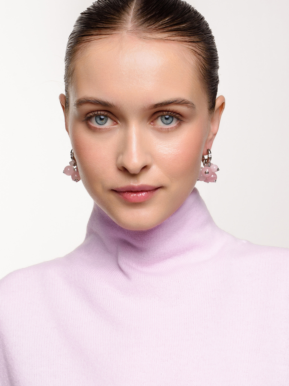 Серьги "Berry" розовый кварц Silver