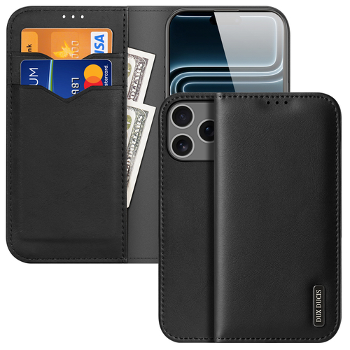 Чехол книжка из натуральной кожи для iPhone 17 Pro, серия Hivo Series Case (защита RFID) от Dux Ducis