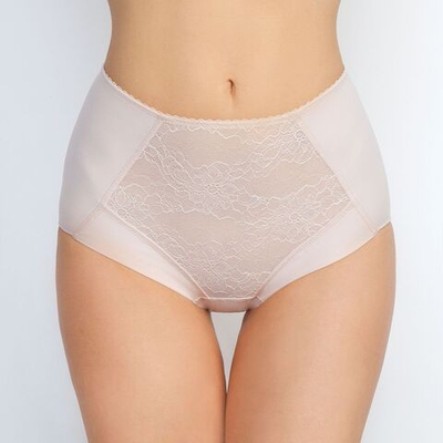Трусы с завышенной линией талии и низким вырезом по линии бедер (Размер: 52) (Цвет: пудровый)