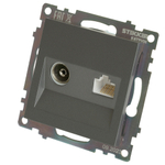 Розетка TV + компьютерная RJ-45 (механизм), серия Катрин, графит, GLS00-7106-06 49417