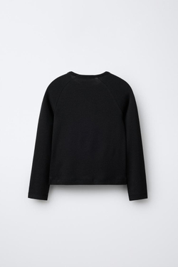 ZARA ФУТБОЛКА РЕГЛАН ИЗ МОДАЛА, ТЕМНЫЙ АНТРАЦИТ