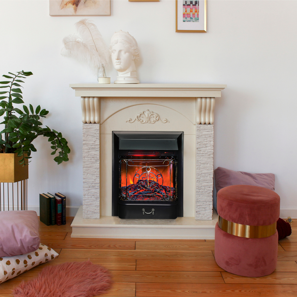 Каминокомплект Real Flame Corfino WT с очагом Majestic Lux Black RC