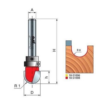 Фреза пазовая галтельная (15.8х11 мм; хвостовик 8 мм) FREUD PRO 18-51008