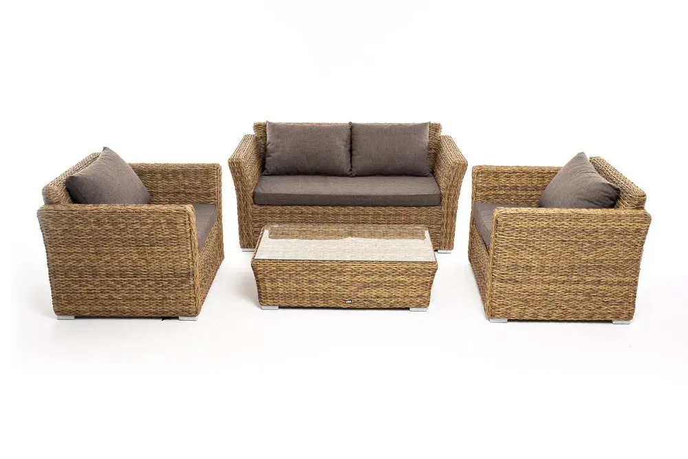 "Капучино Сингл" лаунж-зона из искусственного ротанга (гиацинт), цвет соломенный