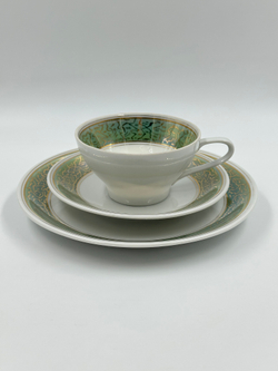Чайное трио с зелёной каймой