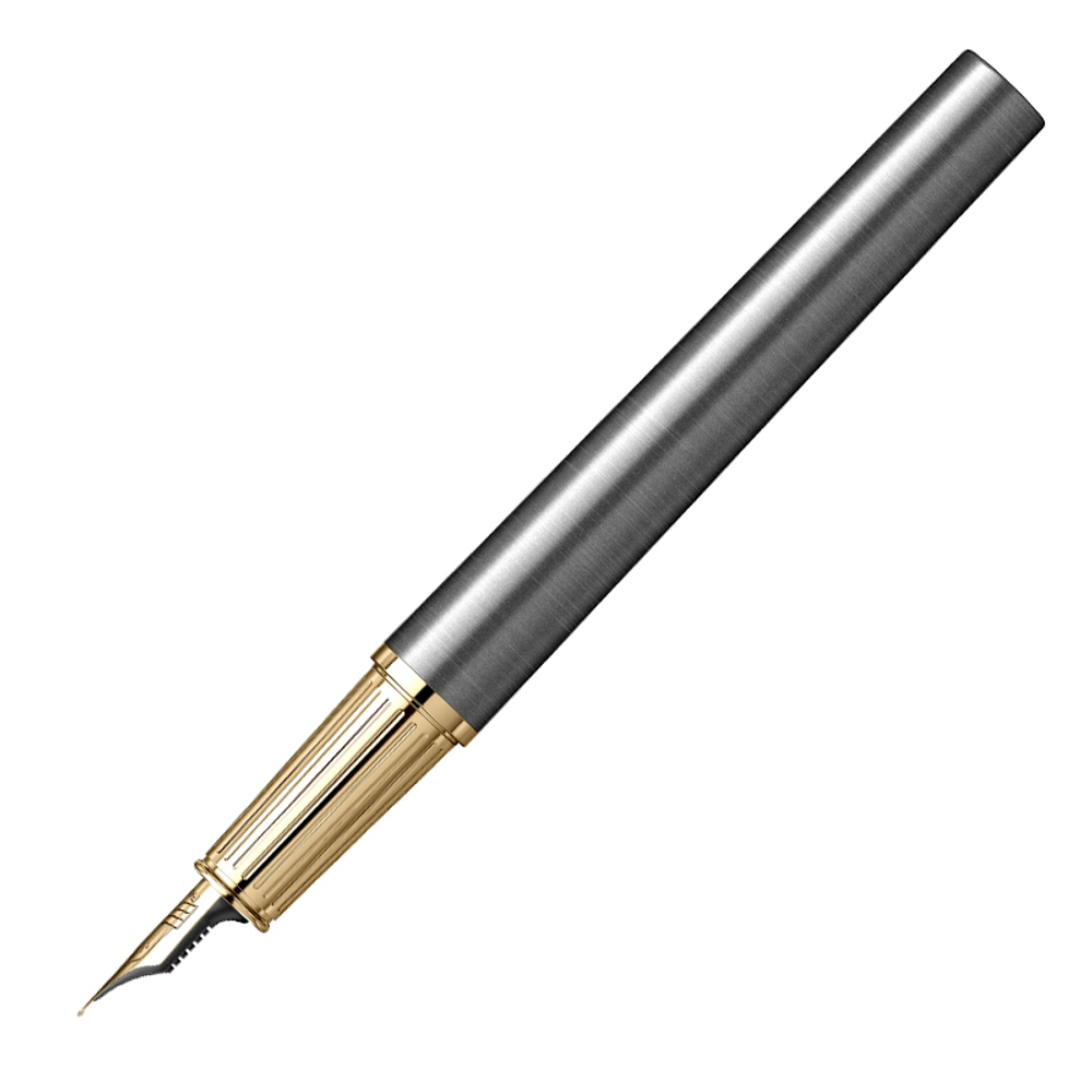 Перьевая ручка Parker Ingenuity Grey Core GT, перо: F (2 картриджа black и blue) в подарочной коробке