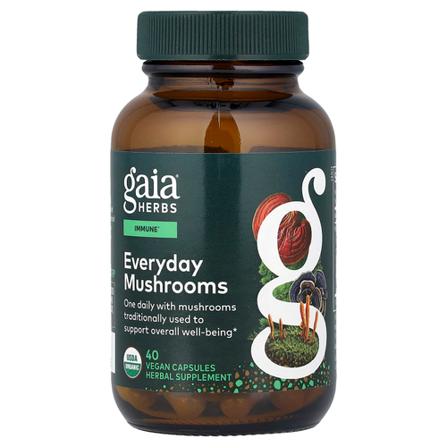 Gaia Herbs, Everyday Mushrooms, 40 веганских капсул