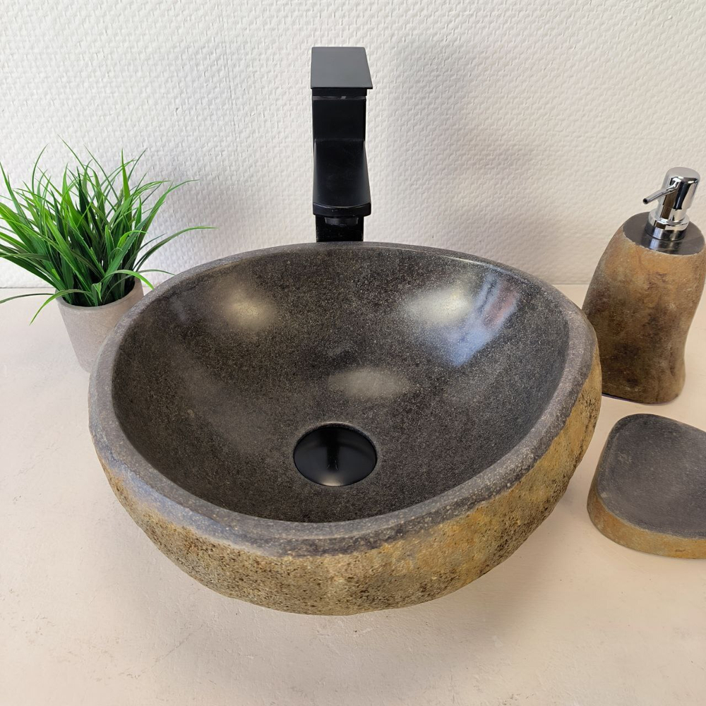 Раковина из речного камня RS-66030 36х32х15 из натурального камня