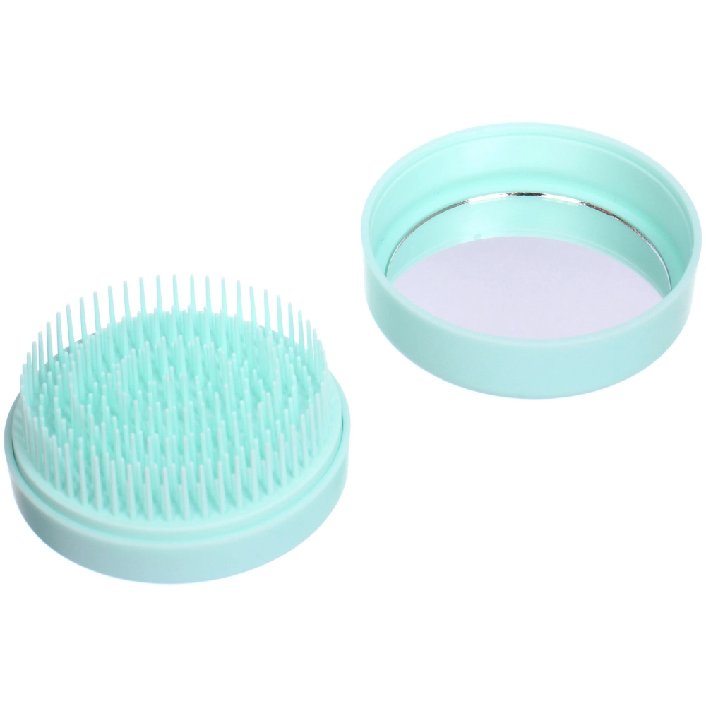 Расческа массажная с зеркалом компактная «МИРА», цвет мятный, 7*3,3см (PVC коробка)