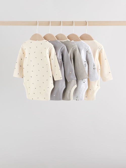 Боди с длинным рукавом для малышей Next F17-426, 5 шт., Серый, Светло-желтый