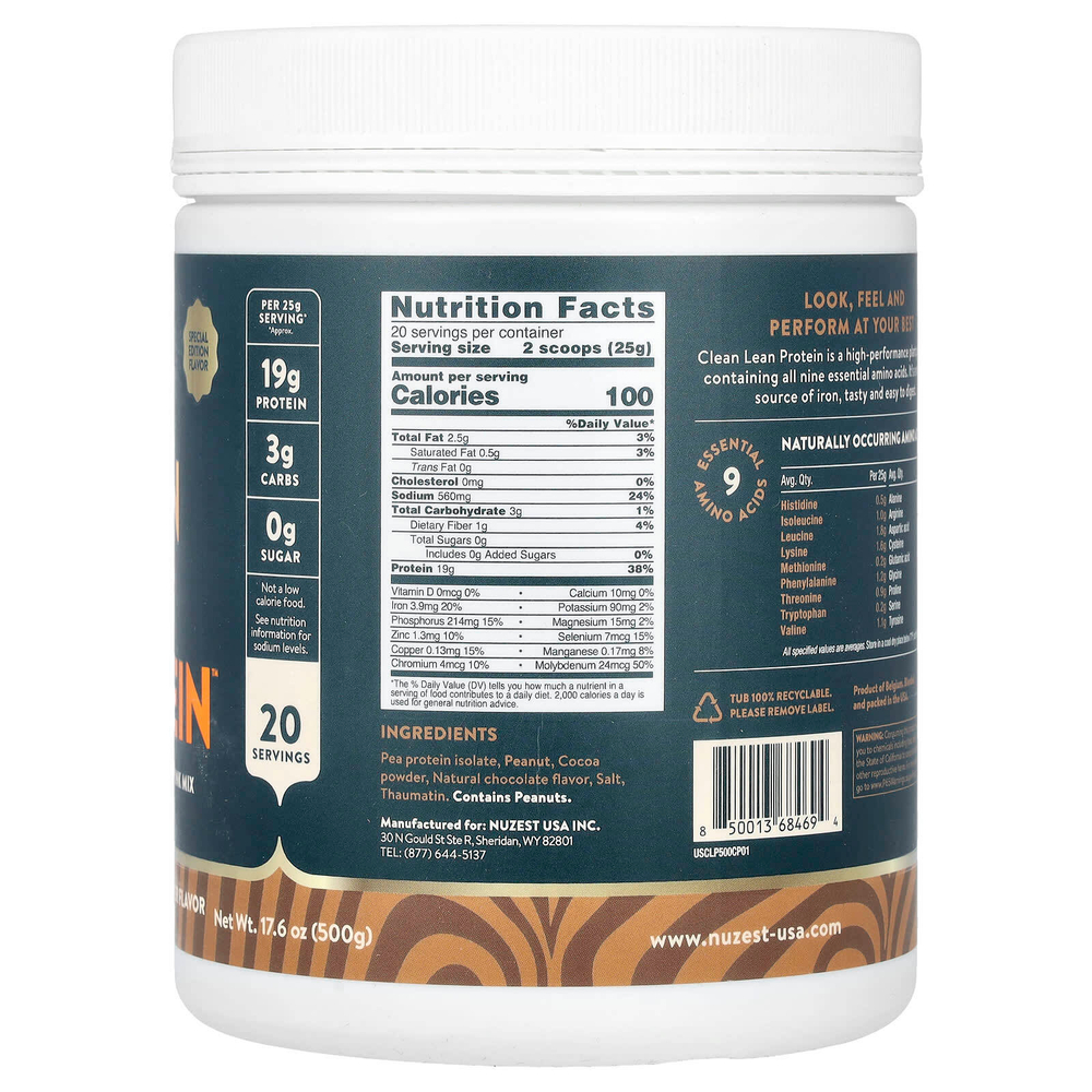 Nuzest, Clean Lean Protein, шоколадно-арахисовая паста, 500 г (17,6 унции)
